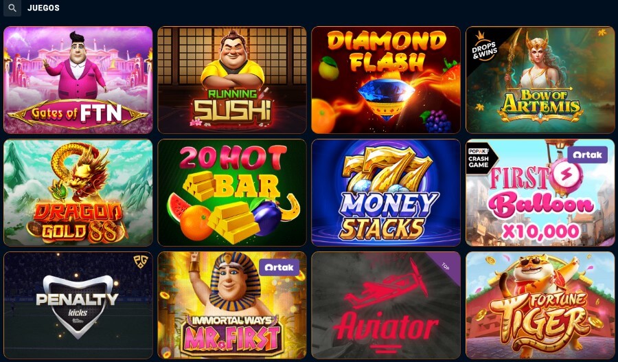 Juegos disponibles en BatifyMe casino